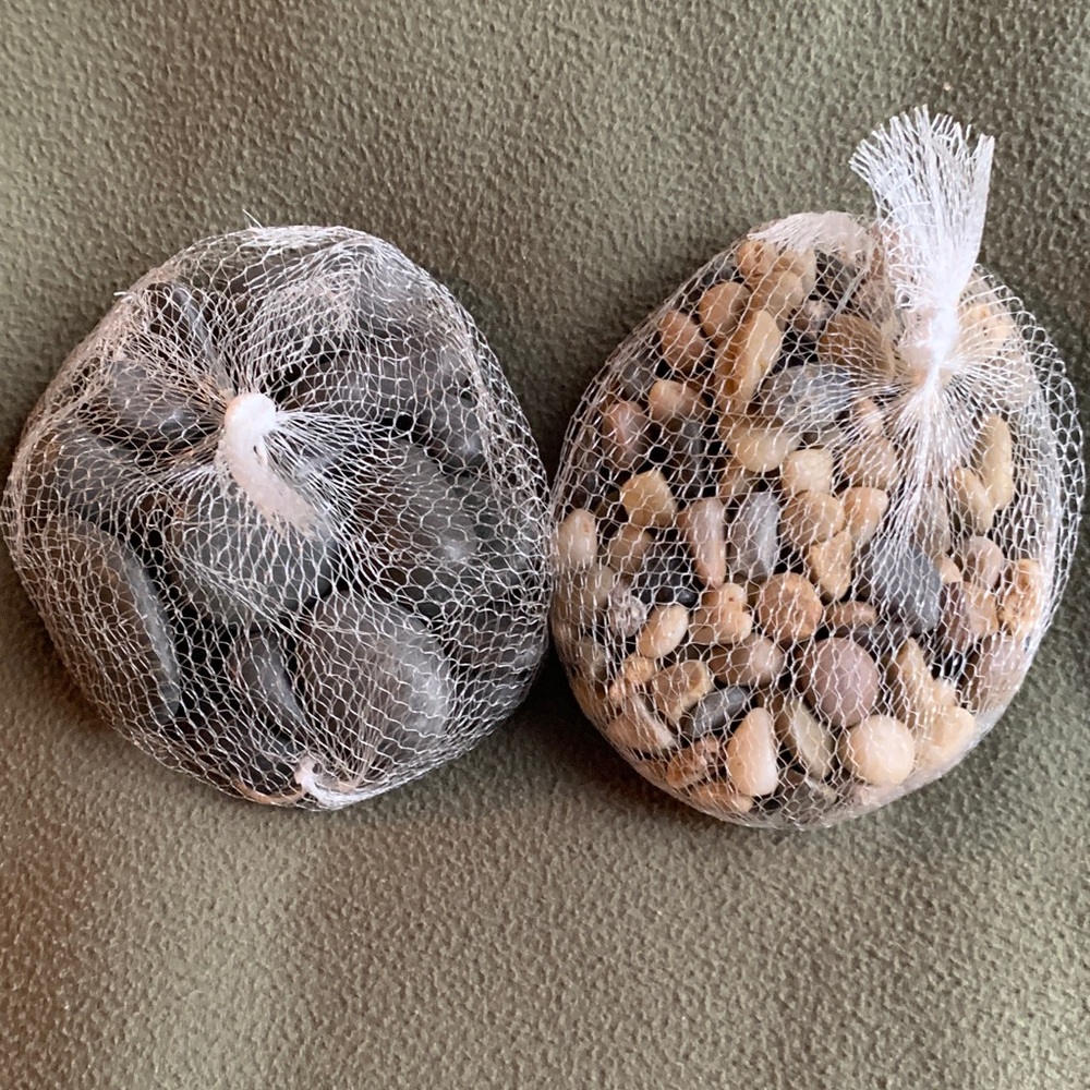 NIP decorative stone accents. 2 bags. Gray, brown and tan.